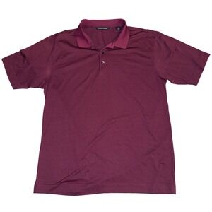 Cutter and Buck CB DryTec Mens Burgundy Striped Golf Polo Shirt Size L